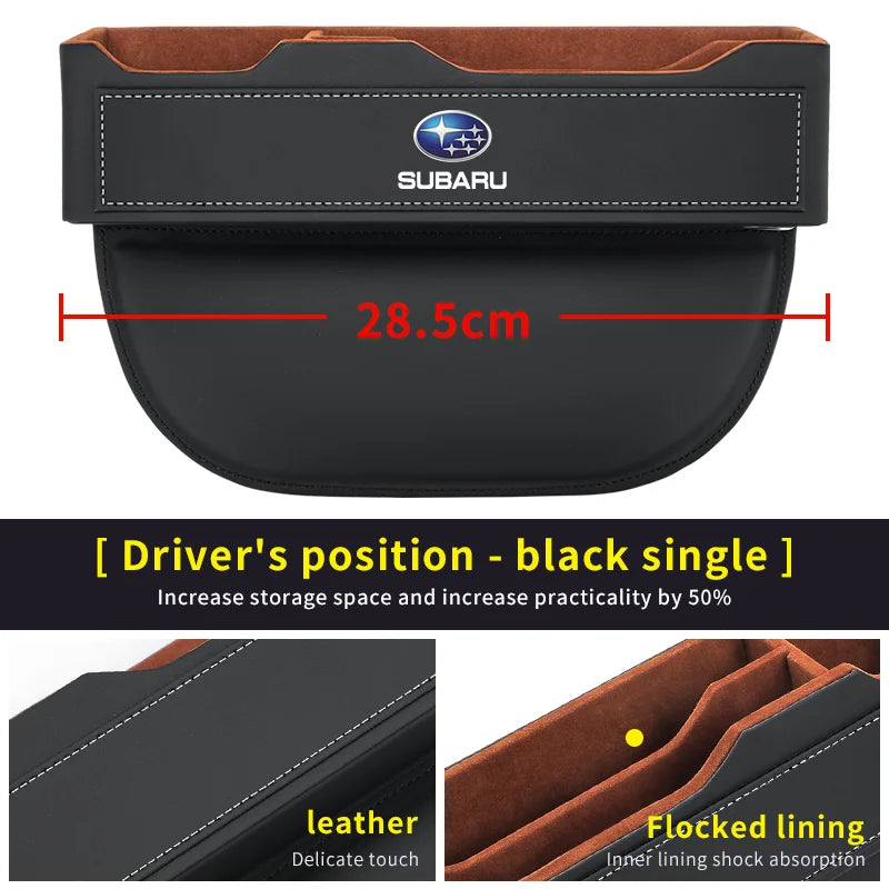 For Subaru Brz Ascent Forester Impreza Legacy Outback WRX XV Car Sewn Seat Gap Crevice Slot Leather Storage Box Auto Accessories