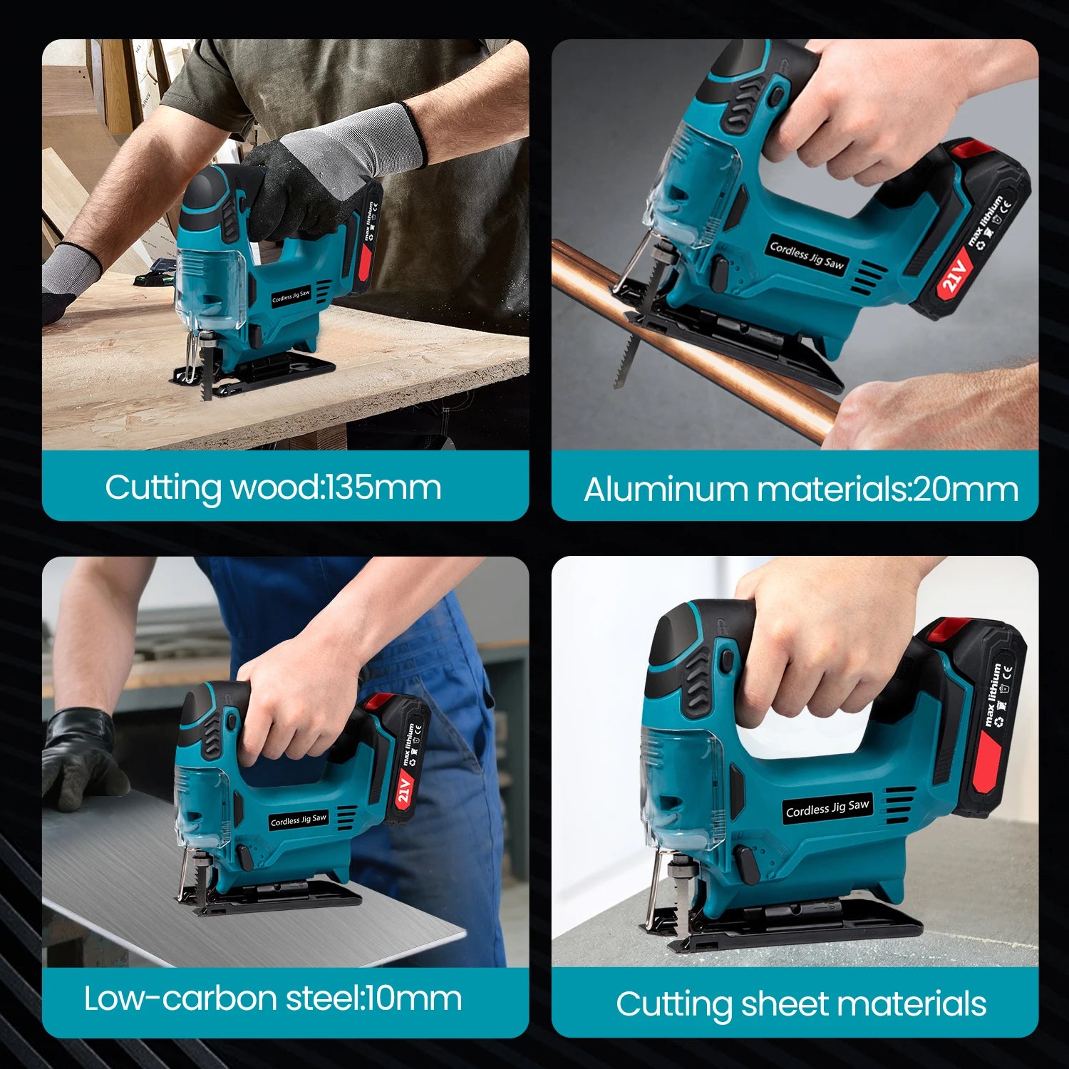 26mm Electric Jig Saw Portable Cordless Curved Saw Multi-Function Wood Cutting Woodworking Machines For Makita 18V Battery Pin