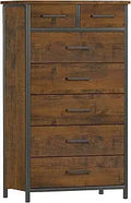 7 Drawer Tall Dresser with Sturdy Metal Frame, Industrial Drawer Chest for Bedroom, Clothes Storage Cabinet