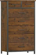 7 Drawer Tall Dresser with Sturdy Metal Frame, Industrial Drawer Chest for Bedroom, Clothes Storage Cabinet