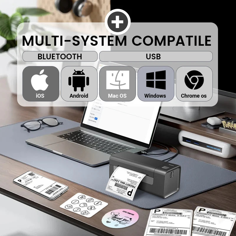 Bluetooth Thermal Shipping Label Printer - Wireless 4x6 inch Portable Label Maker for Various Systems | AlluCanFind