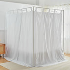 White Canopy Bed Ains With Top Ties And Tie Bas For Bedroom Decoration - Queen Size Bed Ains With Windproof And Lightproof