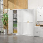 Kitchen Pantry Cabinet,71”White Metal Pantry Storage Cabinet with Doors and 4 Adjustable Shelves,Kitchen Cabinet with 2