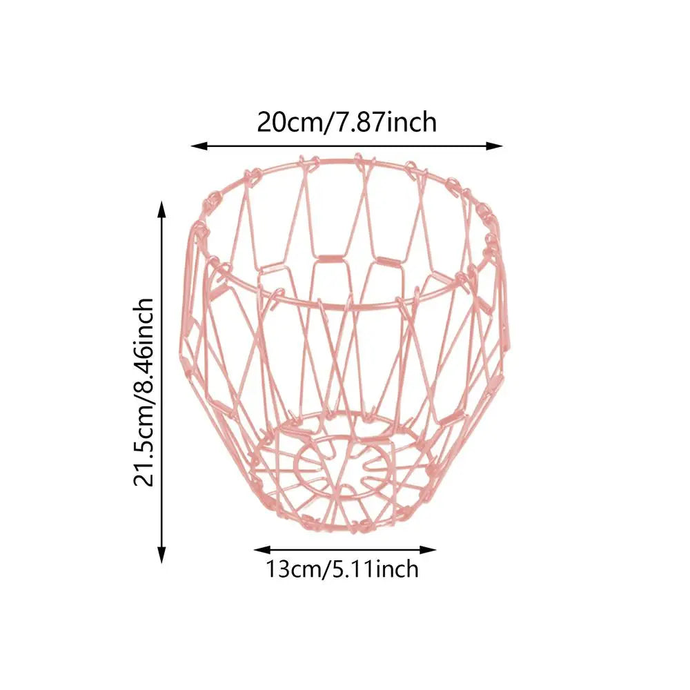 Creative Foldable Fruit Basket Home Snacks Storage Disc Versatile Scalable Metal Wire Basket Collapsible Dish Plate Bowl