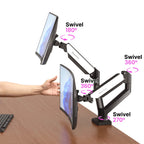 Nearhub Dual Arm Monitor Stand (13-32 Inch) | Desk Mount with C-Clamp & Grommet