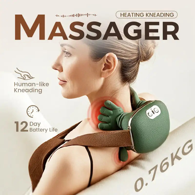 3D Neck & Shoulder Massager with Soothing Heat Deep Tissue Kneading for Back & Neck Pain Relief,Bionic Neck Shoulder Massager