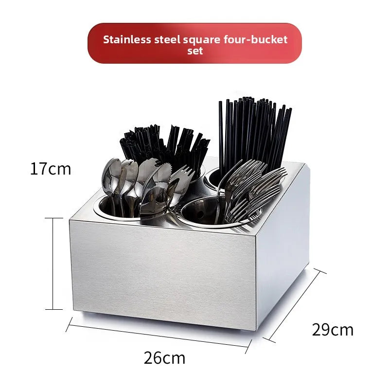 Stainless Steel Cutlery Organizer Box with Dividers Utensil Holder Kitchen Knife Fork Drainer Drying Rack Multi-Size Storage Tra