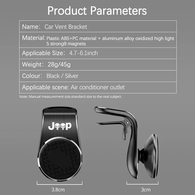 Magnetic Car Phone Holder Air Vent Clip Mount For Jeep Renegade Compass Grand Cherokee Wrangler jk Gladiator Car Accessories