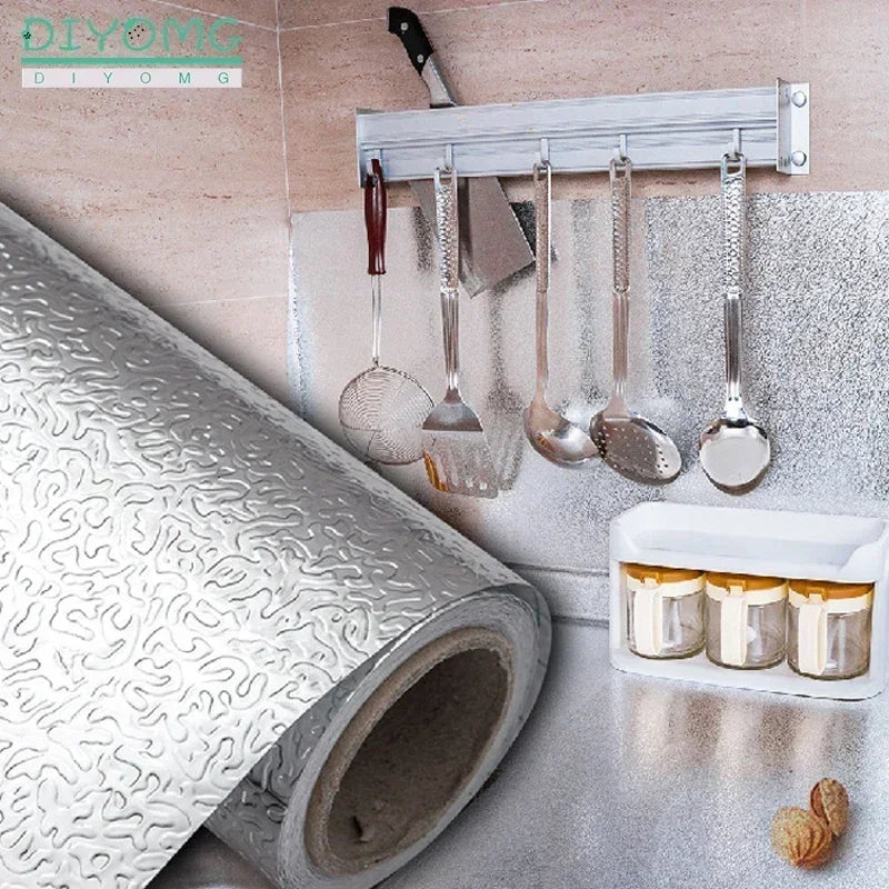 Kitchen Oil Proof Waterproof Sticker Kitchens Oil Stickers Cabinet Wall Sticker PVC Foil Wallpaper Easy Clean Kitchen Accessory
