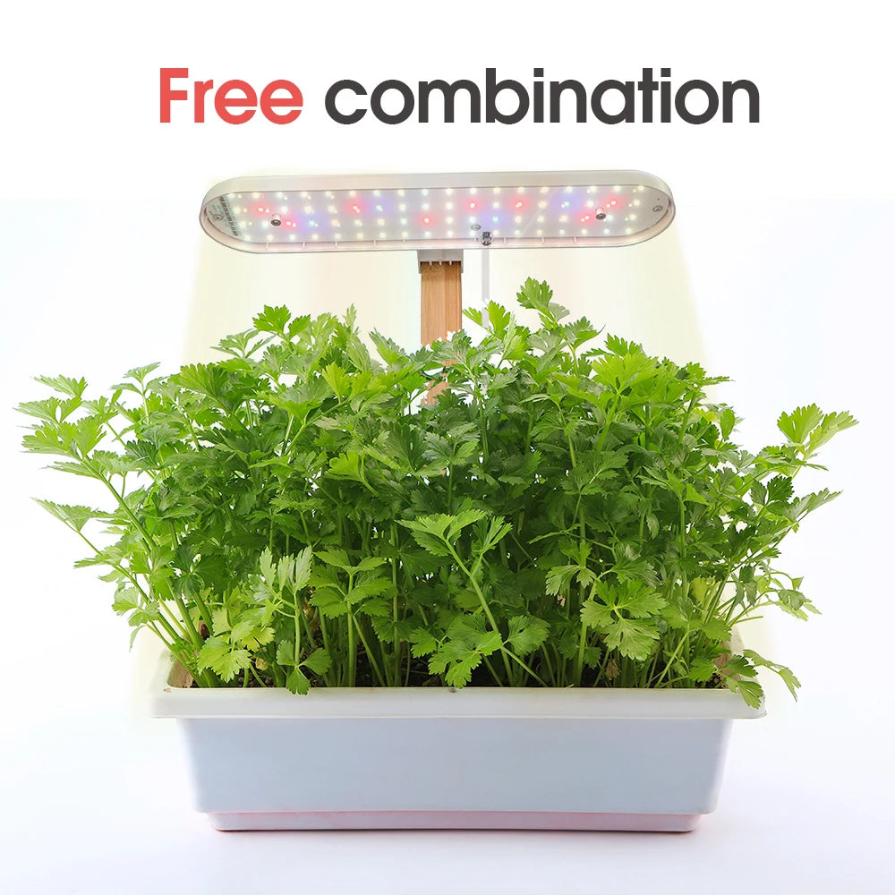 Auto Timer Plant Grow LED Grow Lights Bamboo Tray Stake Adjustable Height 4 Dimmable Brightness Hydroponics System Indoor Garden