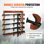 VEVOE Gun Rack Wood Gun Rack Wall Mount Gun Display Rack holds 4/5 Rifles Shotguns 132 lbs Heavy Duty Rifle Rack w/ Soft Padding