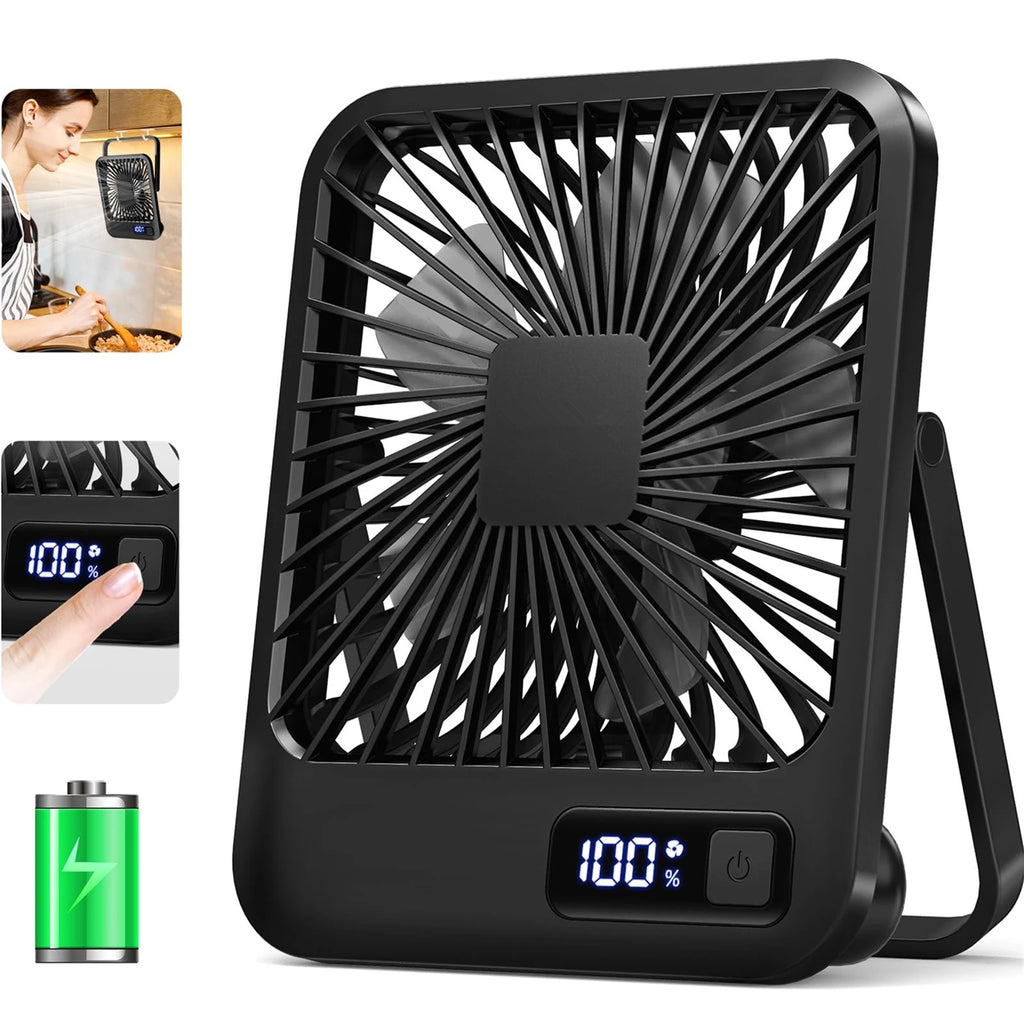 Desk Fan, Portable USB Rechargeable Fan, 180° Tilt Folding Personal Fa