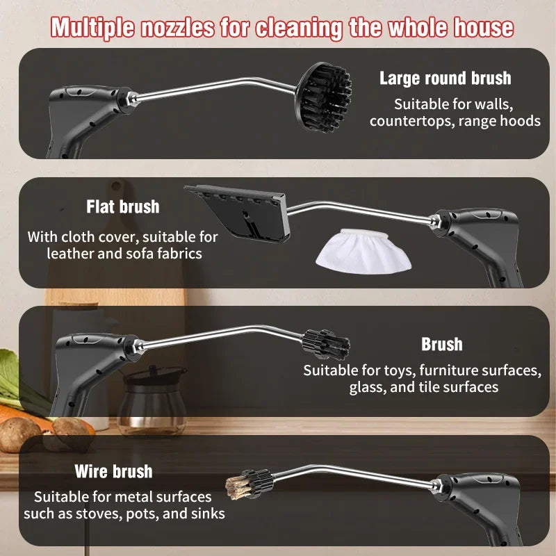 2500W Handheld Steam Cleaner High Temperature Pressurized Steam Cleaning Machine Set for Kitchen Furniture Bathroom Car SteamMop