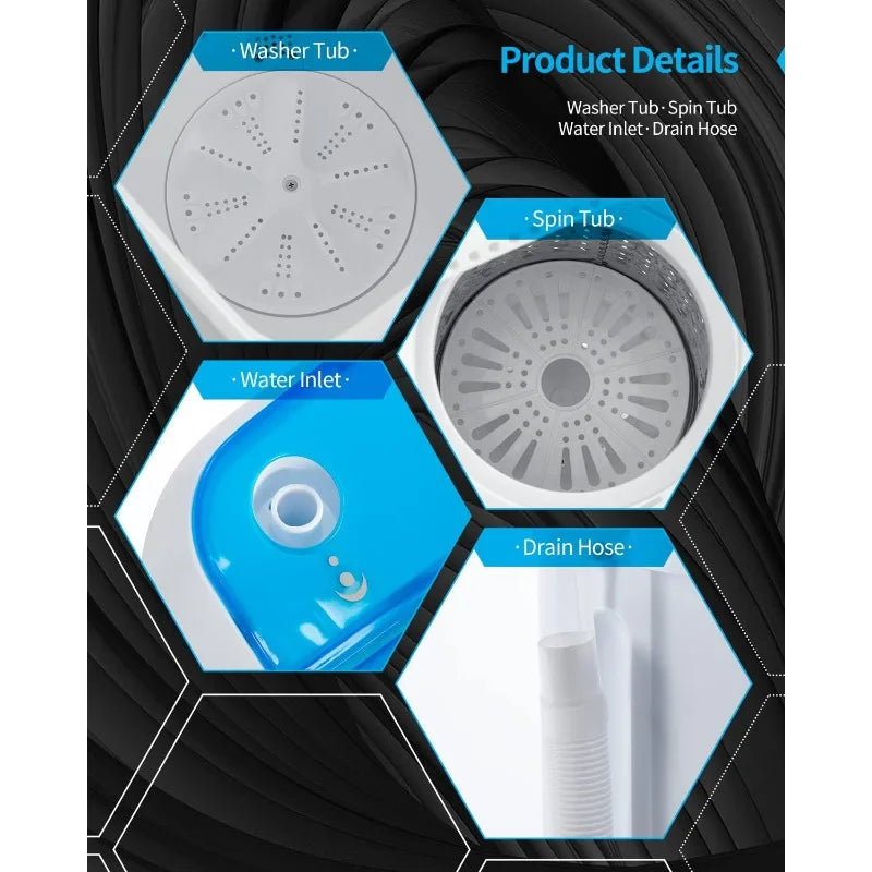 Portable Washing Machine,16.5LBS Mini Washer and Dryer,Wash and Spin C