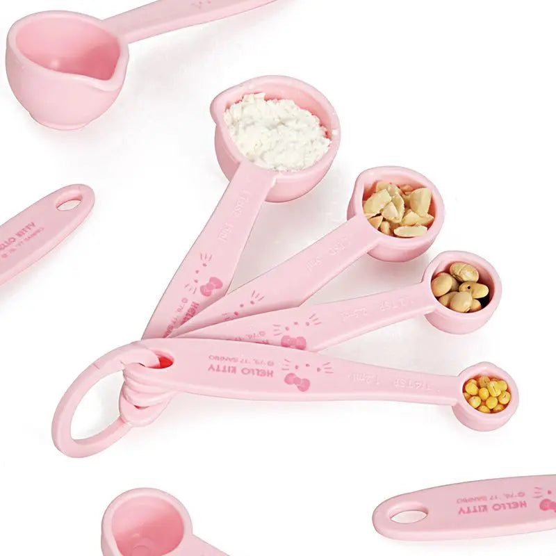 Hello Kitty printed measuring spoon set cute cartoon kitchen baking spoon for daily use with double-sided scale for cooking