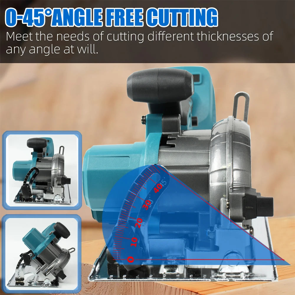 Brushless Circular Saw 125mm Cordless Electric Saw Adjustable Wood Cuttiing Machine Handheld Woodworking Saw for Makita Battery
