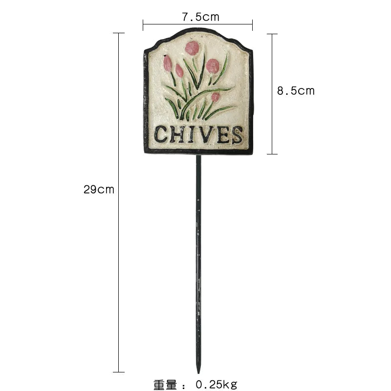 Cast Iron Vintage Plant Markers, Garden Labels, Rustic Decor for Balcony and Yard, English Letter Tags.