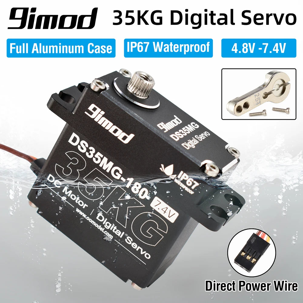 9imod DS35MG 35kg Waterpoof Servo 180°/270° Full Aluminum Case Stainless Steel Gear High Torque for 1/6 1/8 1/10 1/12 RC Car DIY