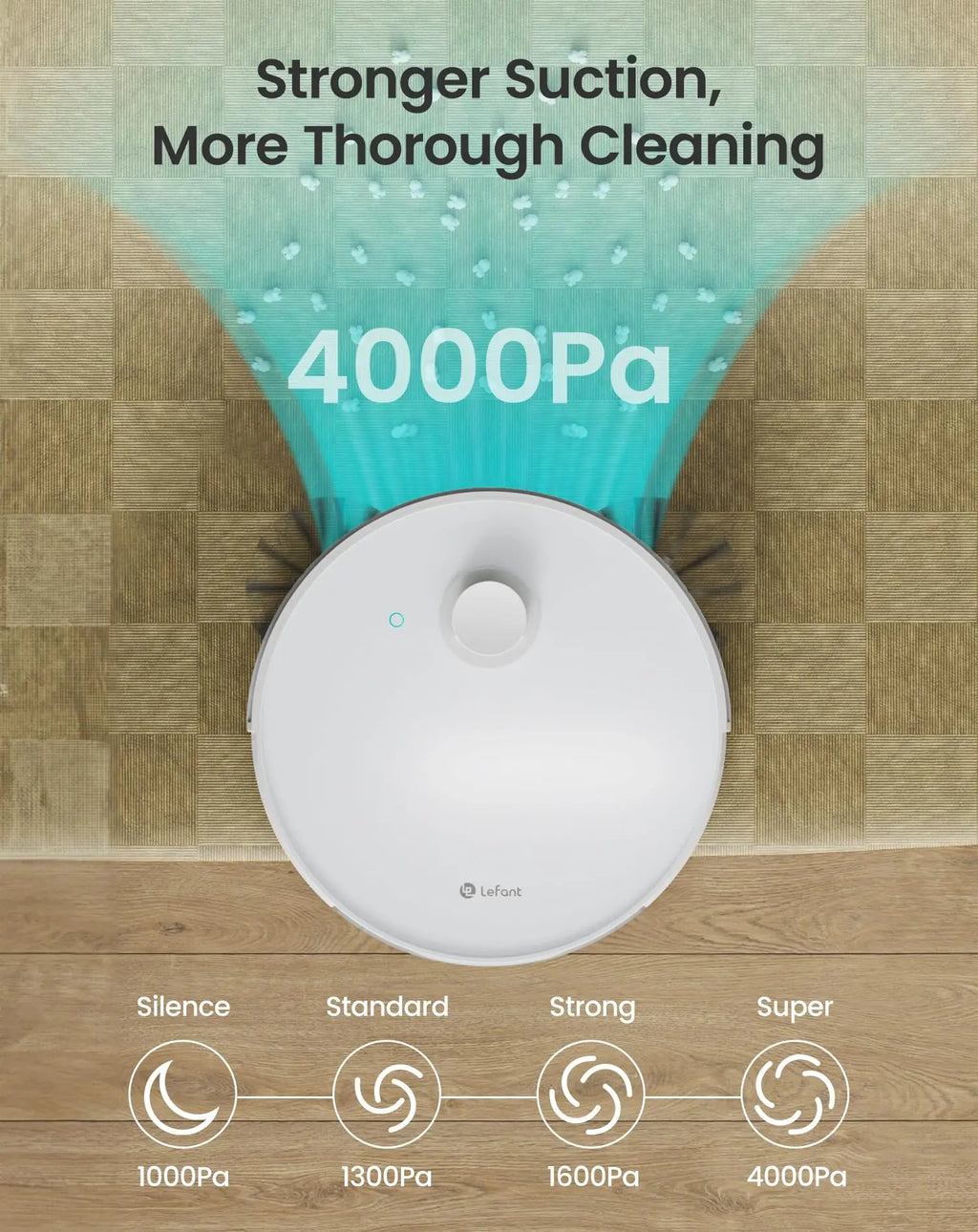 Lefant N3 4000Pa Suction Robot Vacuum and Sonic Mop Combo,Precision Mapping with Lidar&dToF Sensors,Ultrasonic Carpet Detection