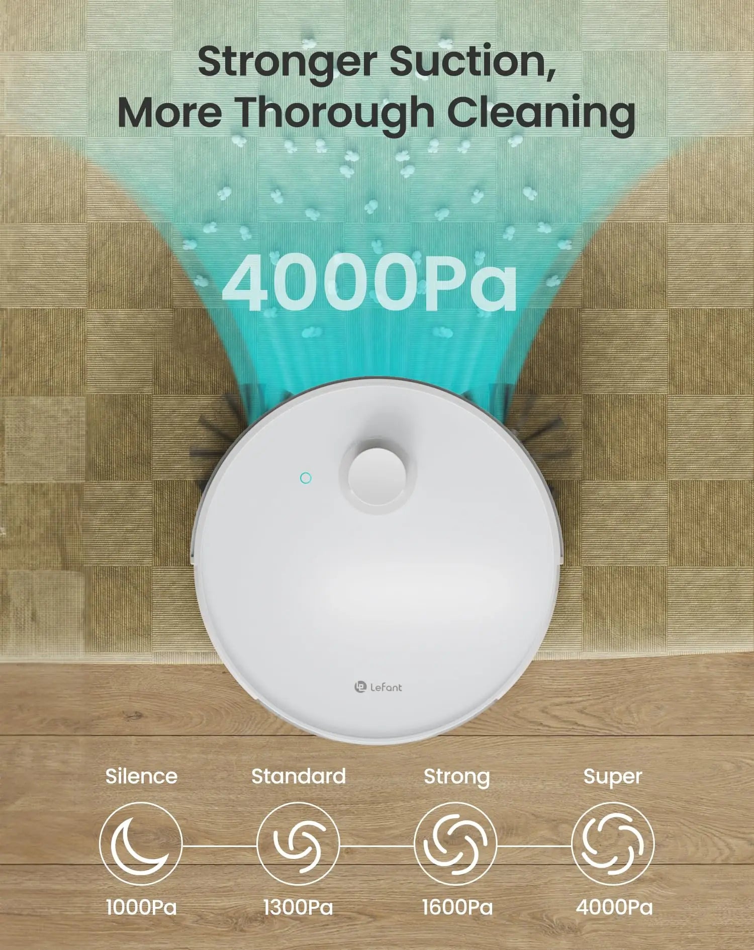 Lefant N3 4000Pa Suction Robot Vacuum and Sonic Mop Combo,Precision Mapping with Lidar&dToF Sensors,Ultrasonic Carpet Detection