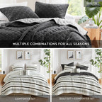 7 Piece Stripe Comforter and Quilt Set-King/Cal King