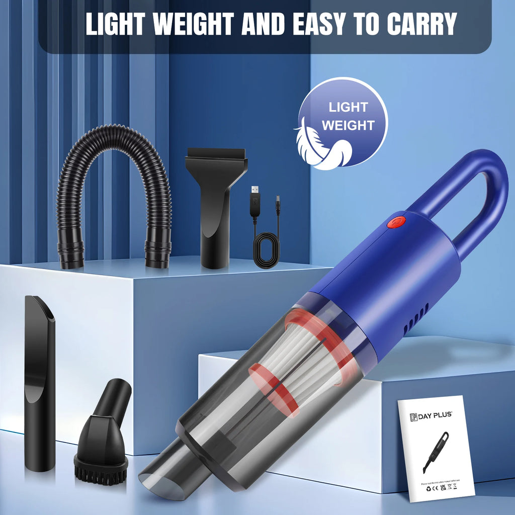 Wireless Portable Car & Home Vacuum Cleaner, 6200Pa Strong Suction, 50W High Power, Dual Lithium Batteries for Long-lasting Batt