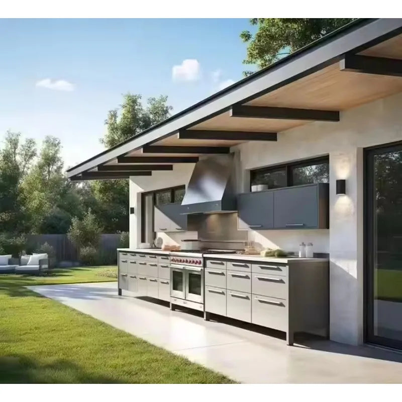 Customized Industrial Durable Outdoor Kitchen Cabinetry Complete BBQ Grill & Sink Unit for Residential & Commercial Use