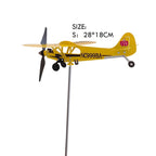 3D Piper J3 Cub Wind Spinner Plane Metal Airplane Weather Vane Outdoor Roof Wind Direction Indicator WeatherVane Garden Decor