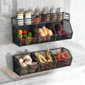 Wall Mounted Kitchen Storage Basket Punch-Free Carbon Steel Vegetable Drainage Basket Grid Onion Ginger Garlic Rack