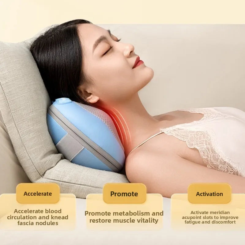 New 3-Speed Adjustment Infrared Heating Neck Back Massage Pillow Red Light Hot Compress Wireless Portable Shiatsu Massage Pillow
