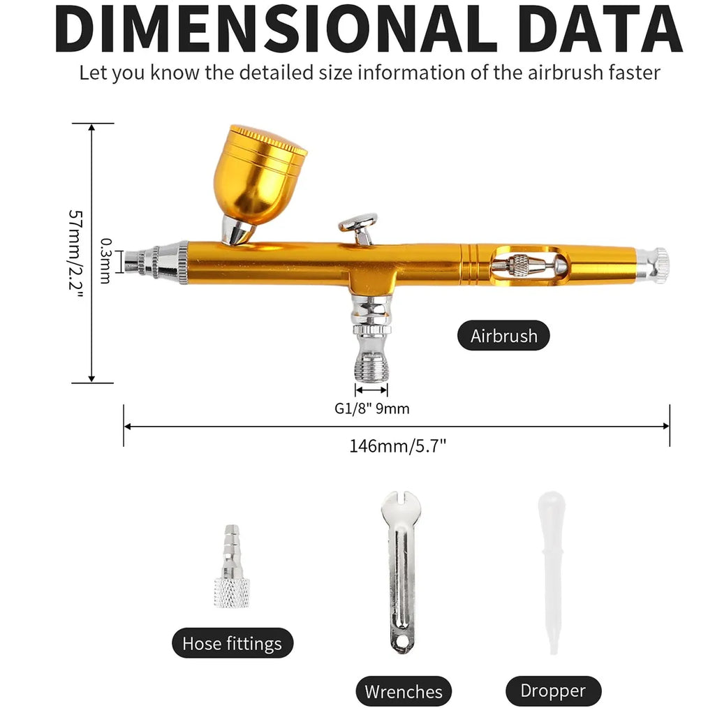 Dual Action 0.3mm Airbrush Gravity Feed Paint Spray Gun Cake Decorating Nail Nart Manicure Model Car PaintArt Paint Tattoo Tool