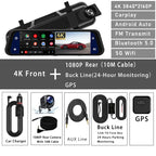 UHD 4K 3840*2160P Car Dvr Carplay Android Auto GPS 5G WIFI AUX Dash Ca