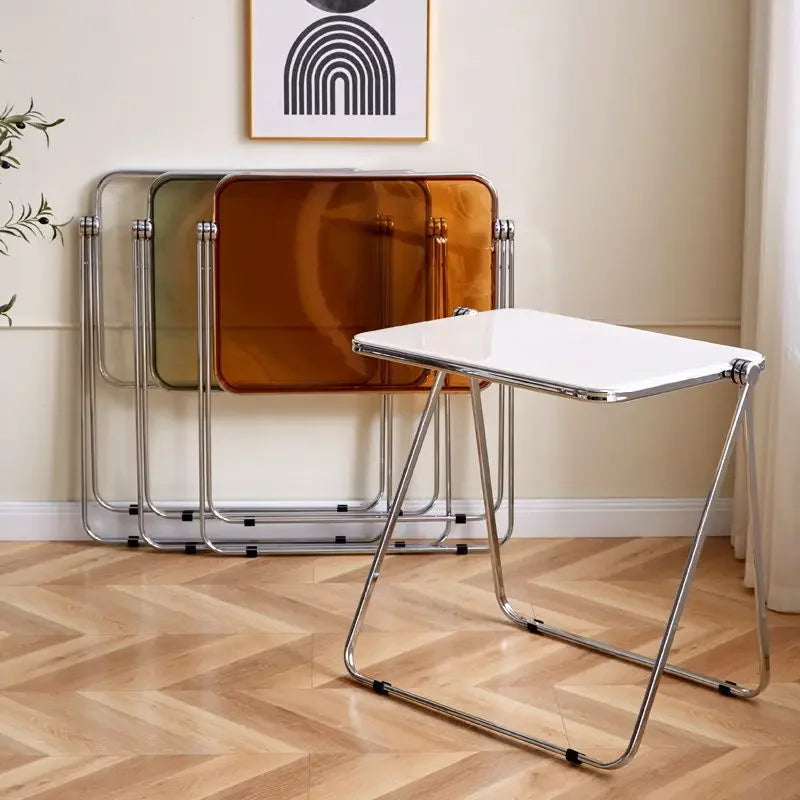 Simple Folding Dining Table Nordic ins Transparent Table Coffee Table Side Acrylic Portable Office Study Home Use