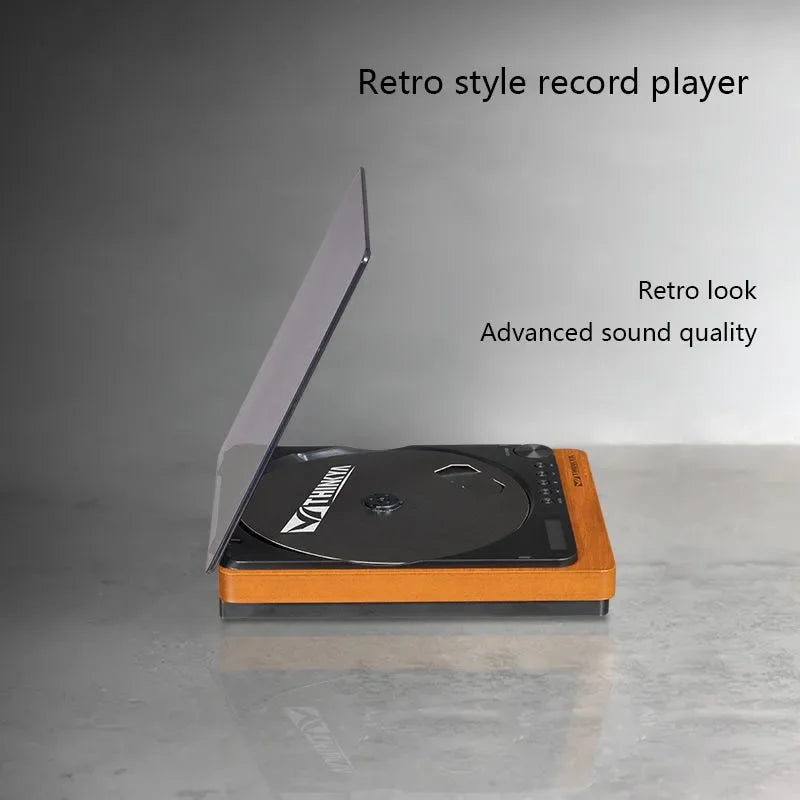 Audiophile CD Player Bluetooth 5.1 Wooden Portable USB Music Turntable Digital Optical Output Retro Elegant Home HIFI CD Player