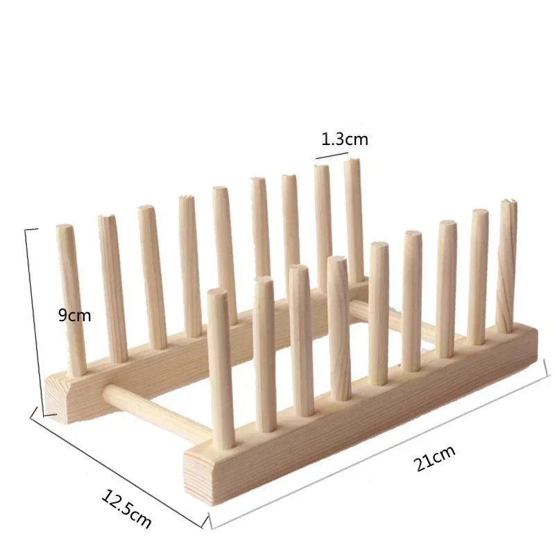 Wooden Dish Drainer Rack Kitchen Dishes Stand Plate Dish Drying Rack Pot Lid Racks Kitchen Organizer Drying Cups Display Shelf