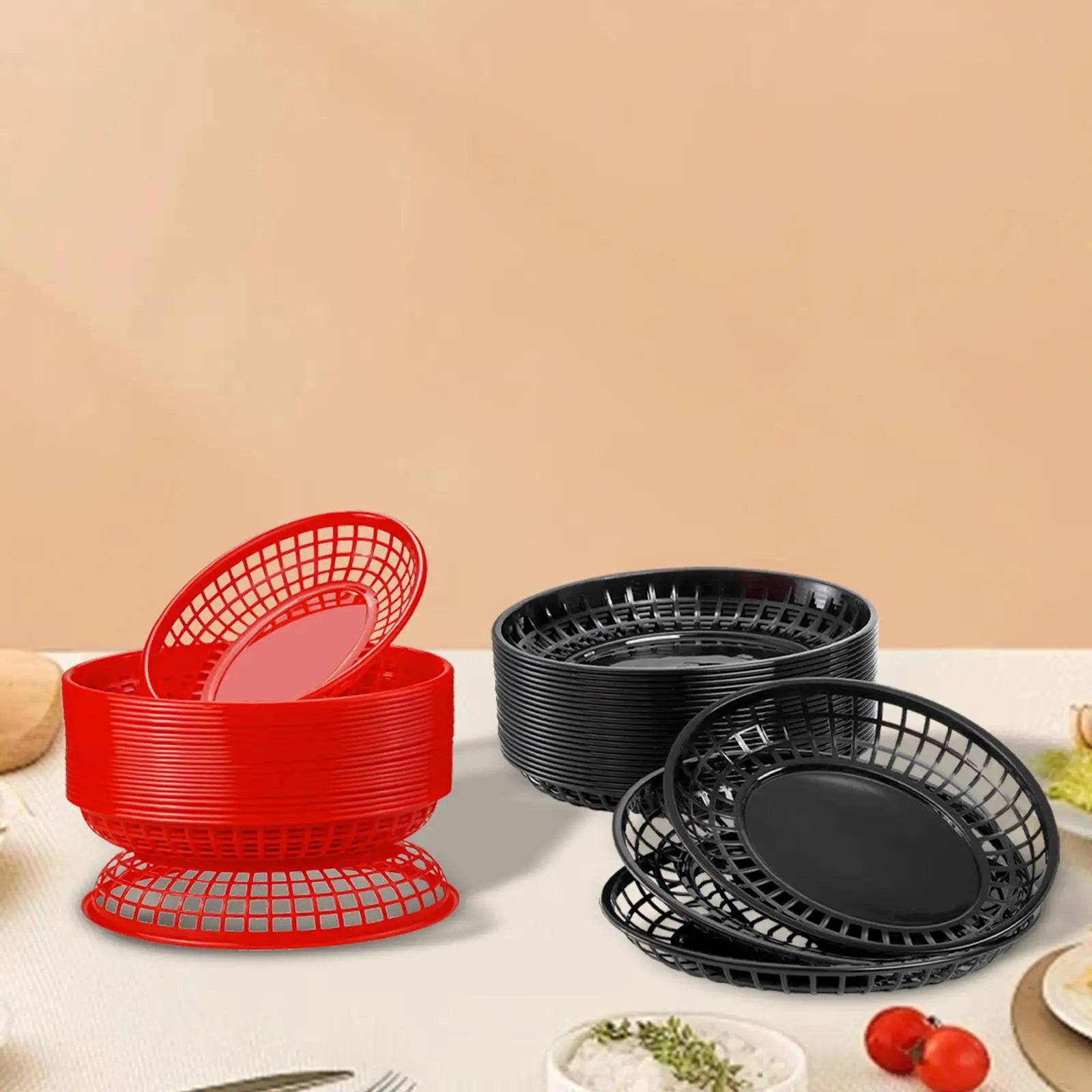 24 Pieces Fast Food Baskets Retro Deli Baskets Bread Fry Baskets Serving Tray Platters for Arts Kitchen Office Party Burgers