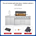 Customized Luxurious Outdoor Modular Kitchen with Stainless Steel BBQ Oven Fridge Trash Can for Courtyard Camping