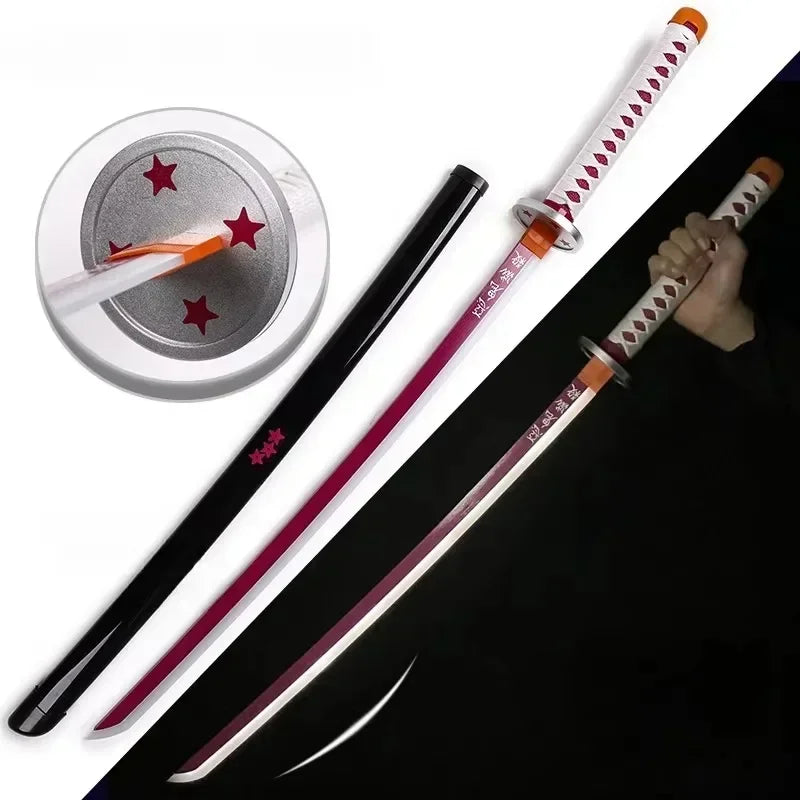 104cm Demon Slayer Bright Katana LED Light Sword Kimetsu No Yaiba Anime Cosplay Prop Real Size Japanese Katana Samurai Sabre
