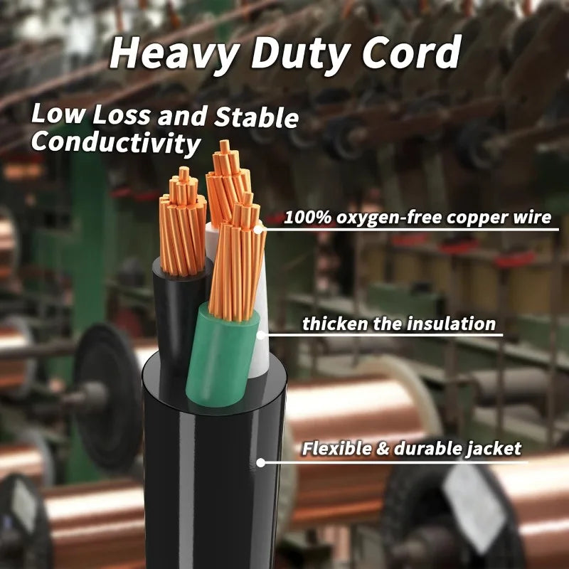 14/3 Gauge Black Outdoor Extension Cord 100 ft Waterproof with Lighted Indicator, Cold Weatherproof -40°C