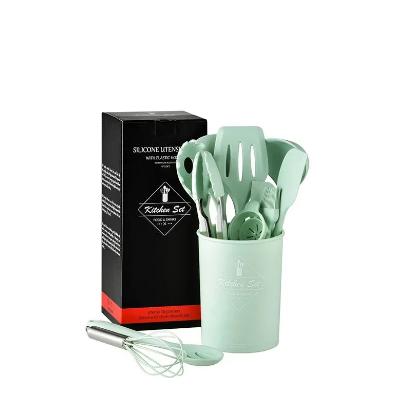 Heat Resistant Silicone Cooking Utensils Set, Kitchen Baking Storage Box Tools, 10 Sets, Non - Stick