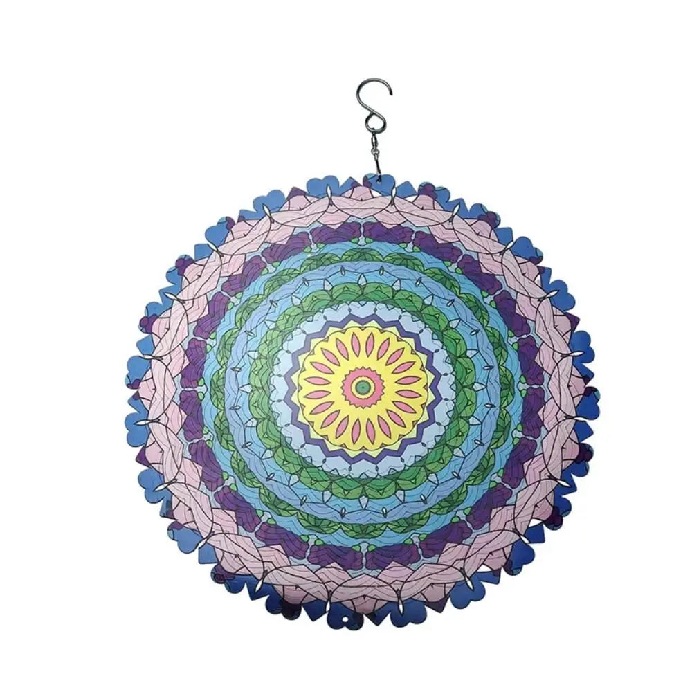 Foldable Rotating Wind Chime 3D Color Wind Chime Mandala Wall Hanging Decor 3D Wind Spinner Art Windmill Outdoor Garden Pendant