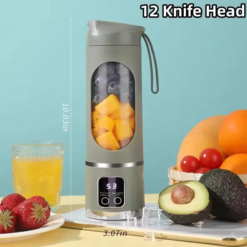 2025 New Household Charging MINI Crushed Ice Electric Juicer Powerful Motor 450ML Large Capacity Digital Display Juice Cup