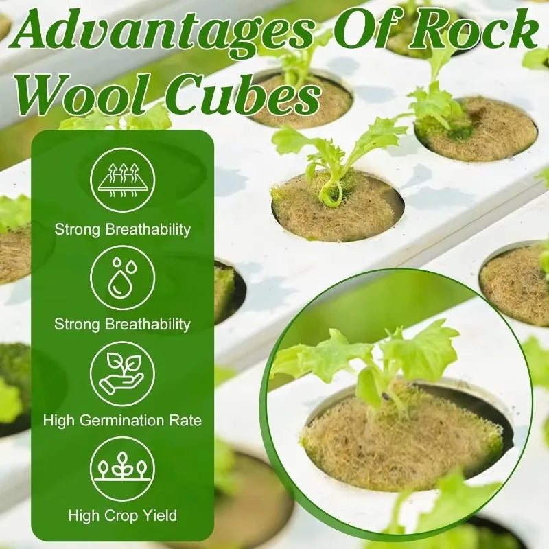 Sponge Block Starter Plug Rock Wool Grow Cubes Seedling Starter Plant Cube Hydroponic Media Plug Greenhouse Garden Nursery Pots