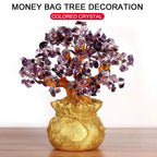 Lucky Money Tree Chinese Gold Ingot Crystal Fortune Tree Ornament Wealth Ornament Home Office Table Decoration Tabletop Crafts