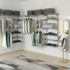 Tangkula 4 To 6 Ft Custom Closet Organizer System Kit, Wall-Mounted Storage Organizer With Wire Shelving And Hanging Rods,