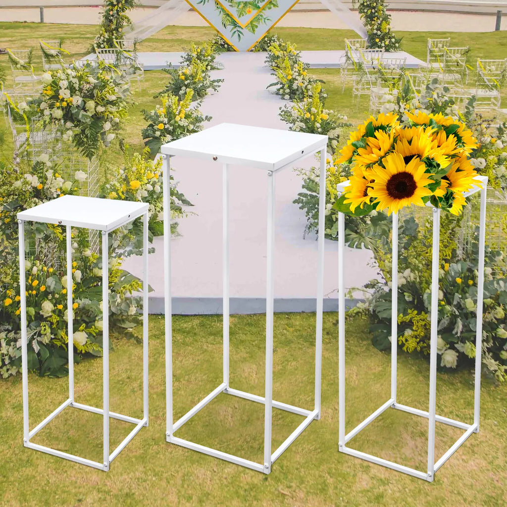 3Pcs Metal Flower Stand Plant Stand High Square Rack Wedding Living Room & Patio Decor