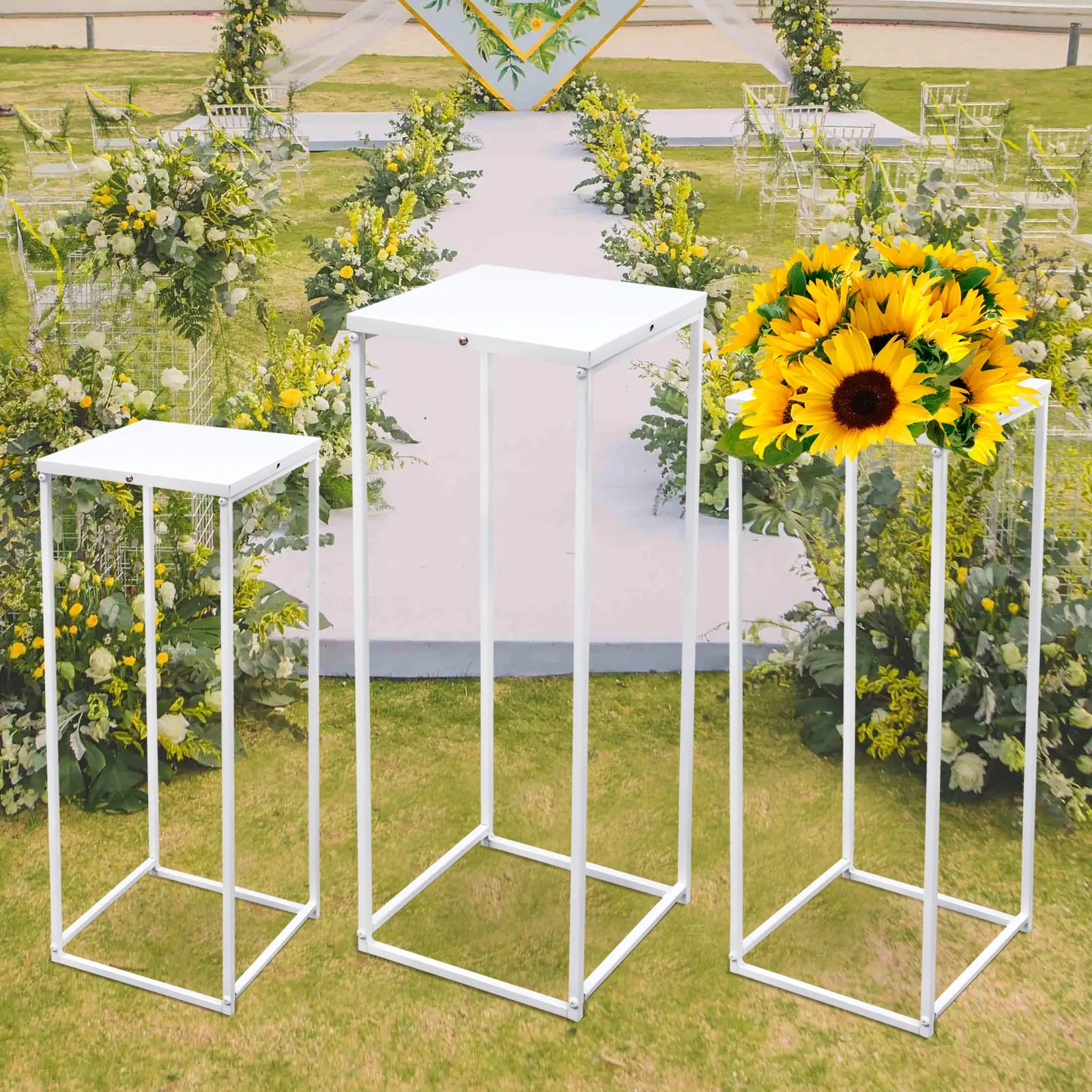 3Pcs Metal Flower Stand Plant Stand High Square Rack Wedding Living Room & Patio Decor