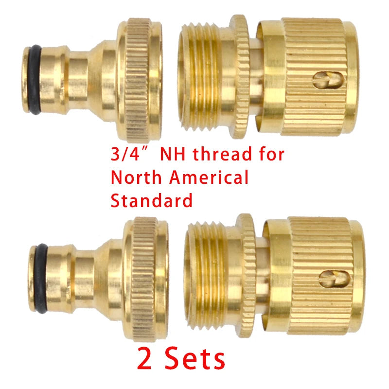 Heavy Duty Brass 1-2-4 way Splitter Garden Hose Hexagonal Connector with Comfortable Grip Shut Off Valves Adapter for Water Tap