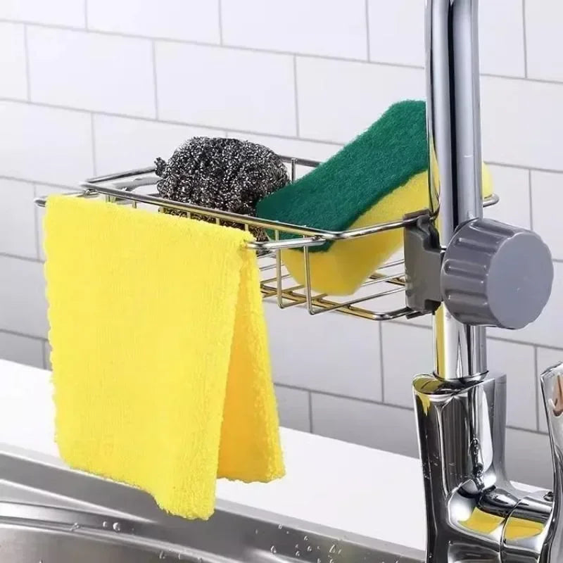 Kitchen Stainless Steel Sink Drain Rack Detachable Hanging Storage Shelf Faucet Holder Sponge Dish Cloth Organizer Accessories