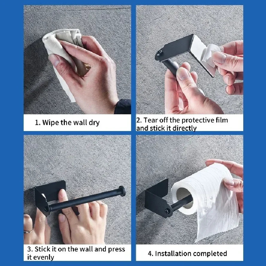 Kitchen Paper Towel Holder Adhesive Toilet Paper Holder Tissue Hanger Wall Stand Napkin Rack Bathroom Accessories Organizers